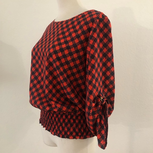 Michael Kors Red and Black Geometric Blouse - Picture 5 of 9